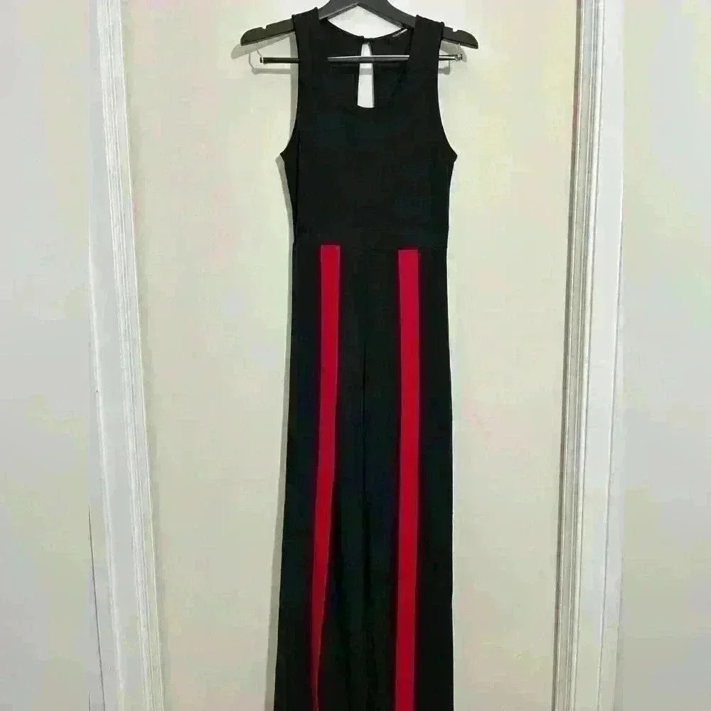 Fashion Nova Jumpsuit Open Leg High Slit Black Feminine Size XS - Picture 2 of 9